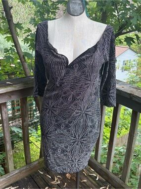 Iris Black Silver Glitter Cocktail Dress Women’s Plus Size 3X